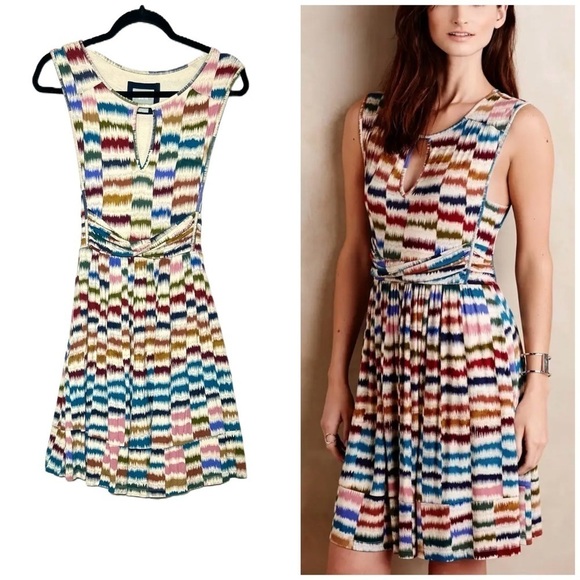 Anthropologie Mauve Sennebec A-Line, Stretchy, Keyhole Midi Dress w/ Pockets XXS - Picture 1 of 15